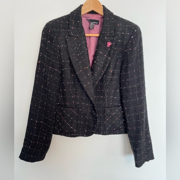Frank Lyman Black and pink floral Tweed Jacket size 10 - Picture 2 of 6